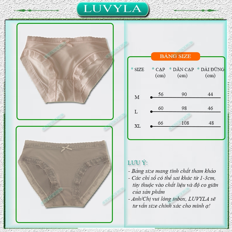 Quần lót nữ su thun lạnh kháng khuẩn sexy phối ren LUVYLA QSR04