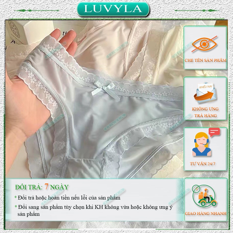 Quần lót nữ su thun lạnh kháng khuẩn sexy phối ren LUVYLA QSR04