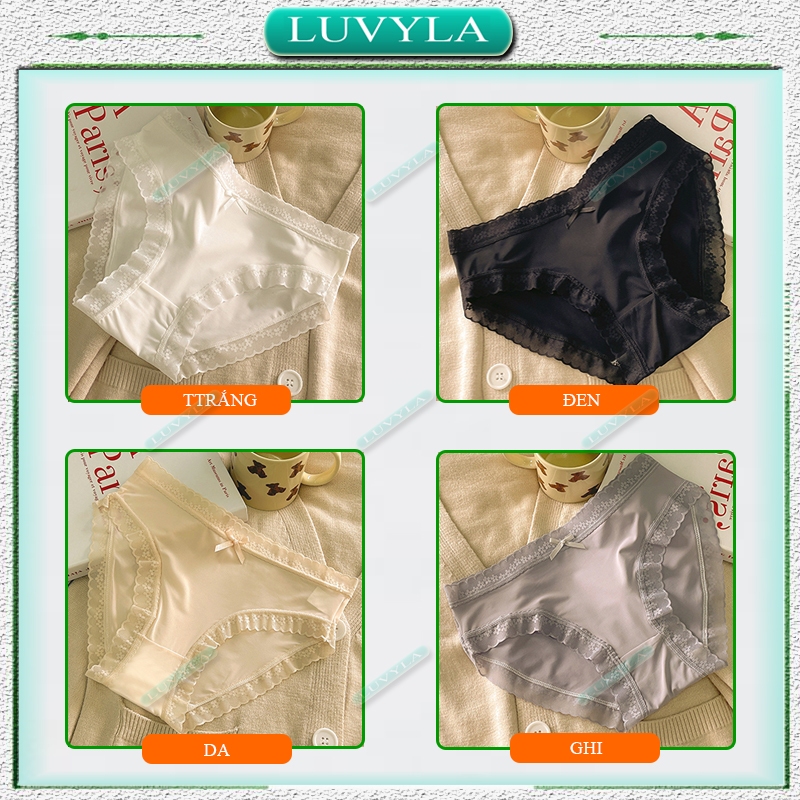 Quần lót nữ su thun lạnh kháng khuẩn sexy phối ren LUVYLA QSR04