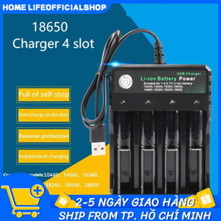 Sạc Pin Tự ngắt và có đèn báo khi đầy 4 Khe cao cấp dùng cho pin 18650 AA