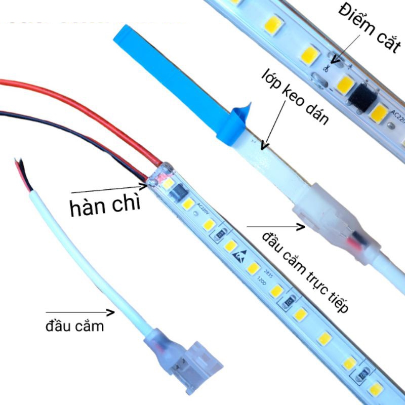 DÂY LED DÁN 2835 220V SIÊU SÁNG GIÁ BÁN THEO MÉT