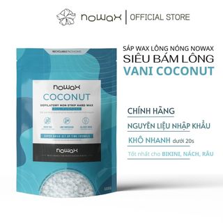 Sáp wax lông nóng NOWAX hương Vani Coconut, dạng hạt, siêu bám lông, không nhựa thông, waxing Bikini, Nách và Râu
