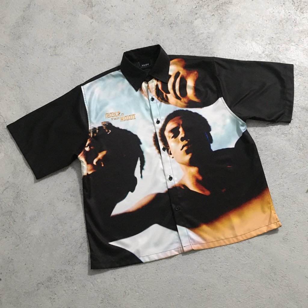 Áo sơ mi nam tay ngắn họa tiết cuban shirt local brand HUGU - BOYS IN THE HOOD- vải lụa, form regular, in chuyển nhiệt