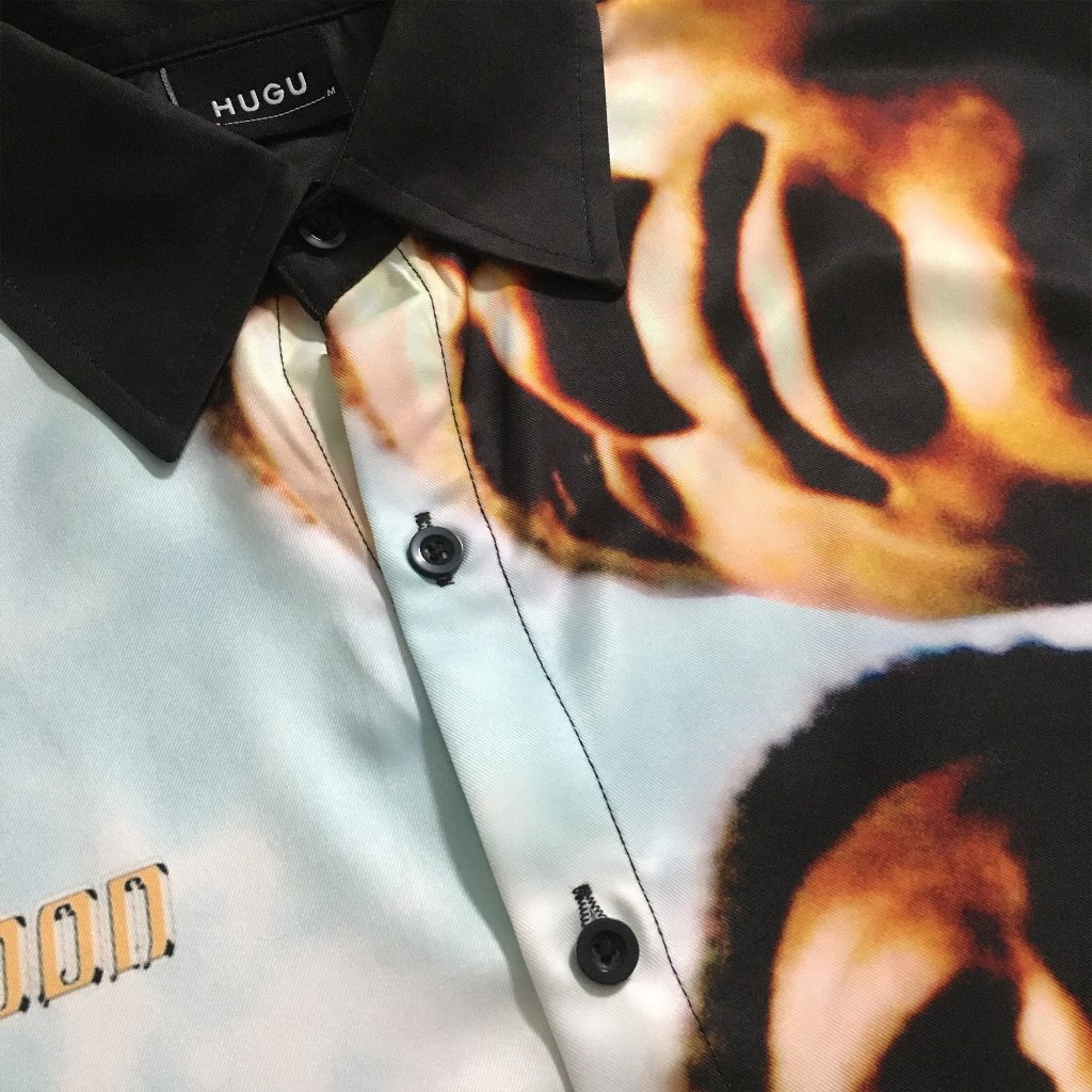 Áo sơ mi nam tay ngắn họa tiết cuban shirt local brand HUGU - BOYS IN THE HOOD- vải lụa, form regular, in chuyển nhiệt