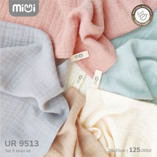 Set 5 khăn sữa sợi tre khăn xô UALA ROGO MONONA MOMPA 30x30 mềm mịn thấm hút tốt cho bé trai bé gái từ sơ sinh