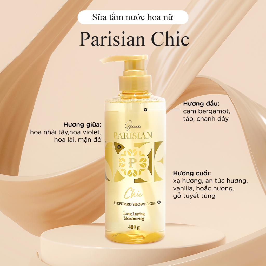 Sữa tắm Nước hoa Nữ Gennie Parisian 480ml hương thơm sang trọng, quyến rũ