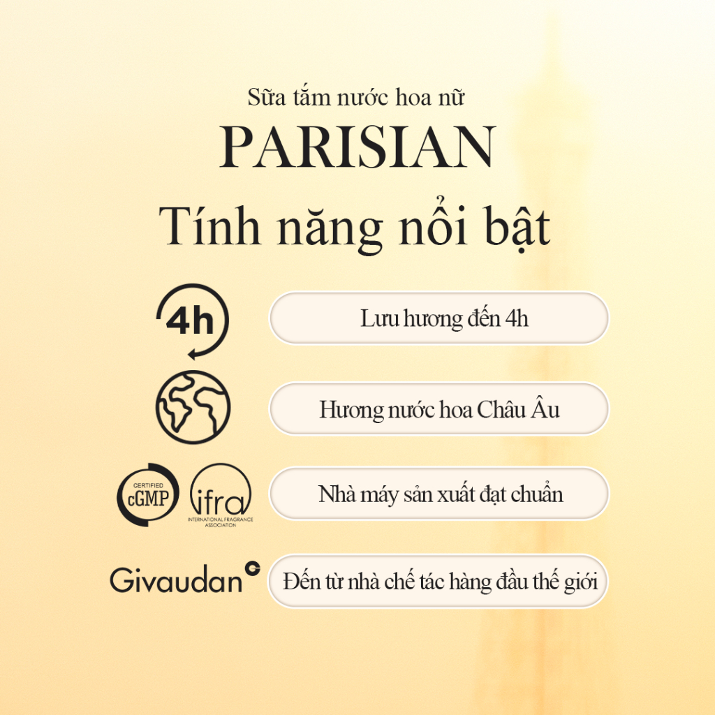 Sữa tắm Nước hoa Nữ Gennie Parisian 480ml hương thơm sang trọng, quyến rũ