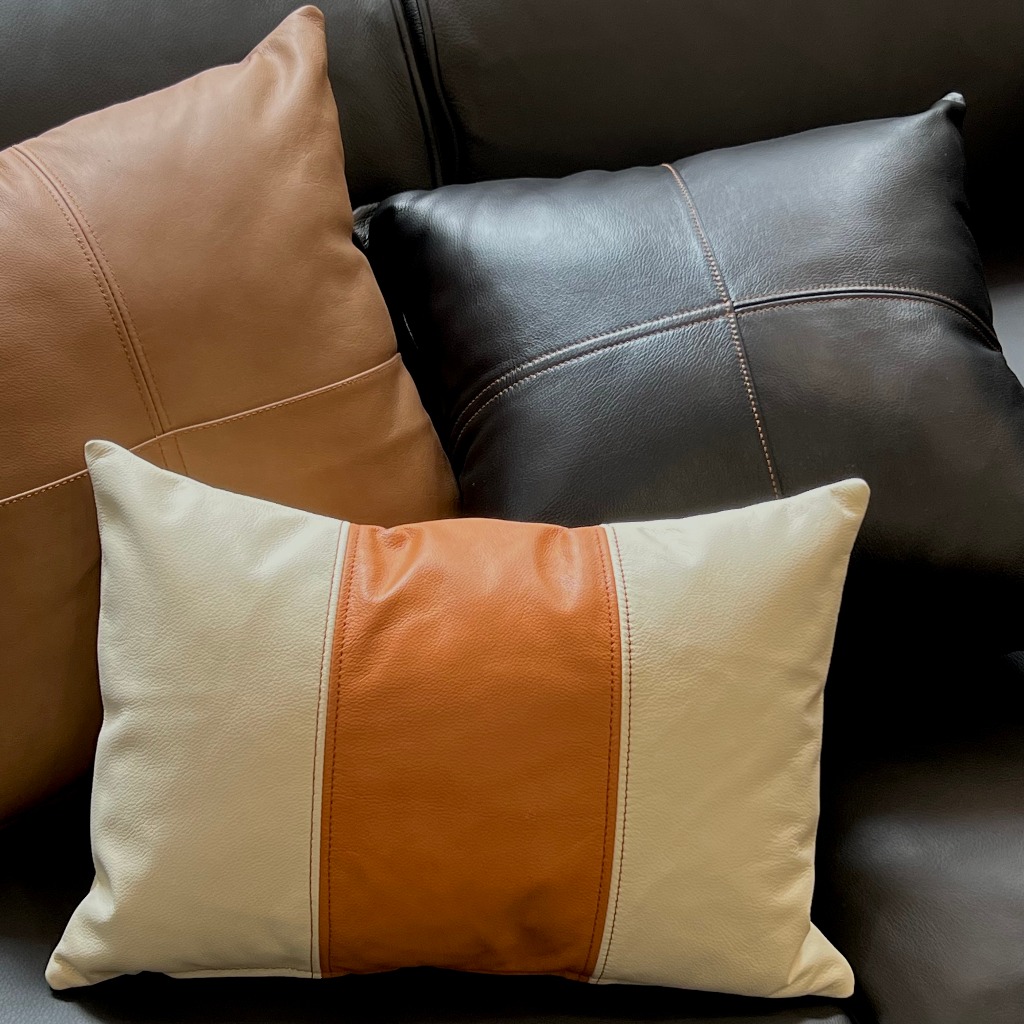 GỐI SOFA CÓ TÚI - Gối sofa, gối ôm sofa, gối tựa đầu, tựa lưng ô tô da bò Ý cao cấp, thiết kế túi ti