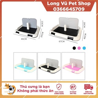 Khay vệ sinh cho chó có tường và cọc cao cấp 2 size - Long Vũ Pet Shop