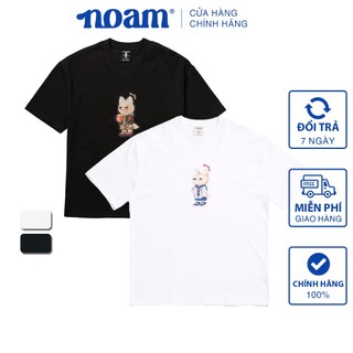 Combo 2 Áo thun Form rộng NOAM Nafox Naive Unisex 100% Cotton - Màu đen/trắng