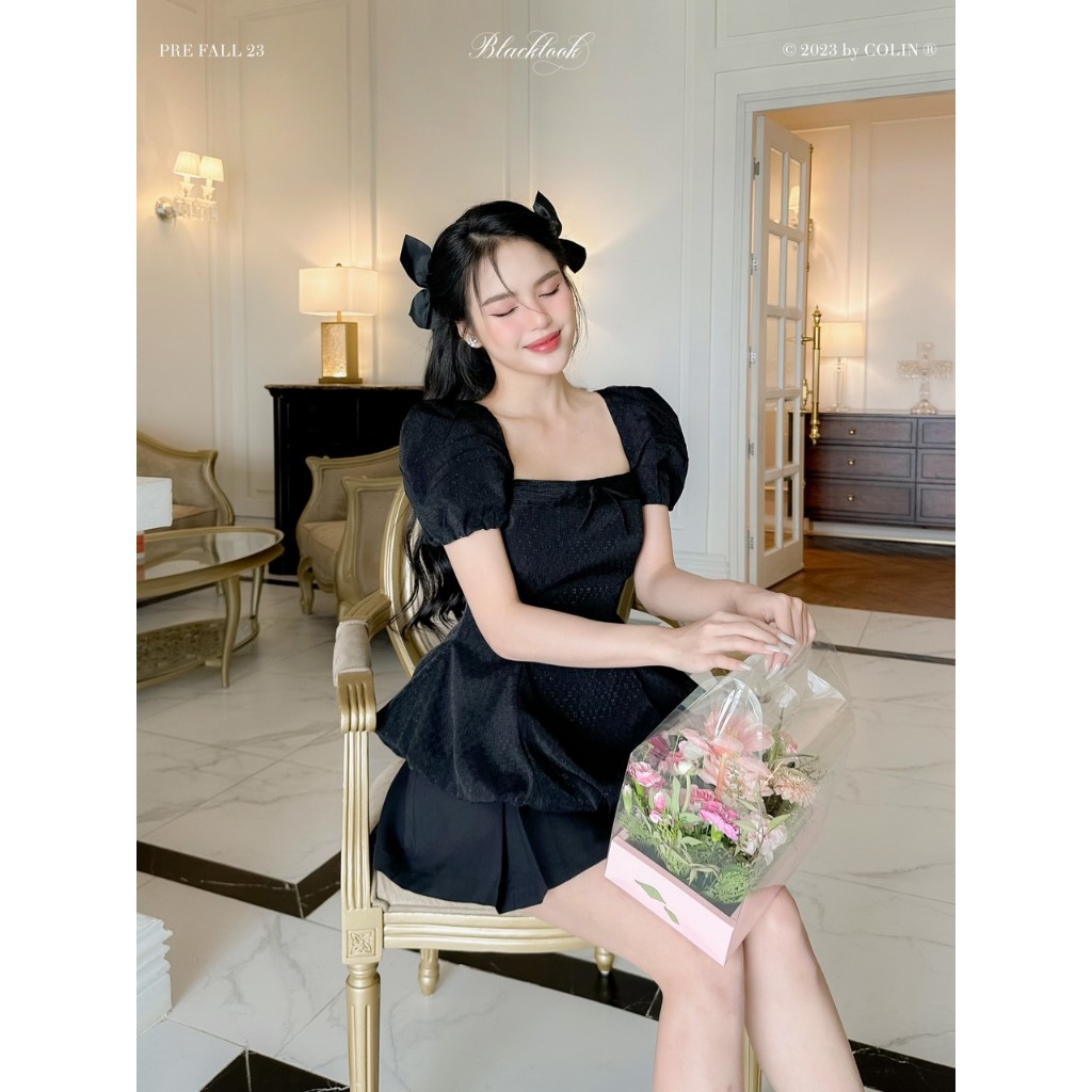 Áo nữ dáng ôm tay búp nơ lưng tùng bồng