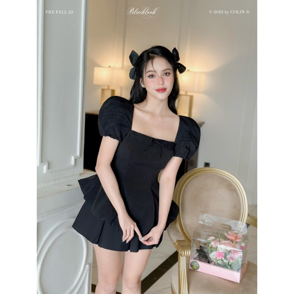 Áo nữ dáng ôm tay búp nơ lưng tùng bồng