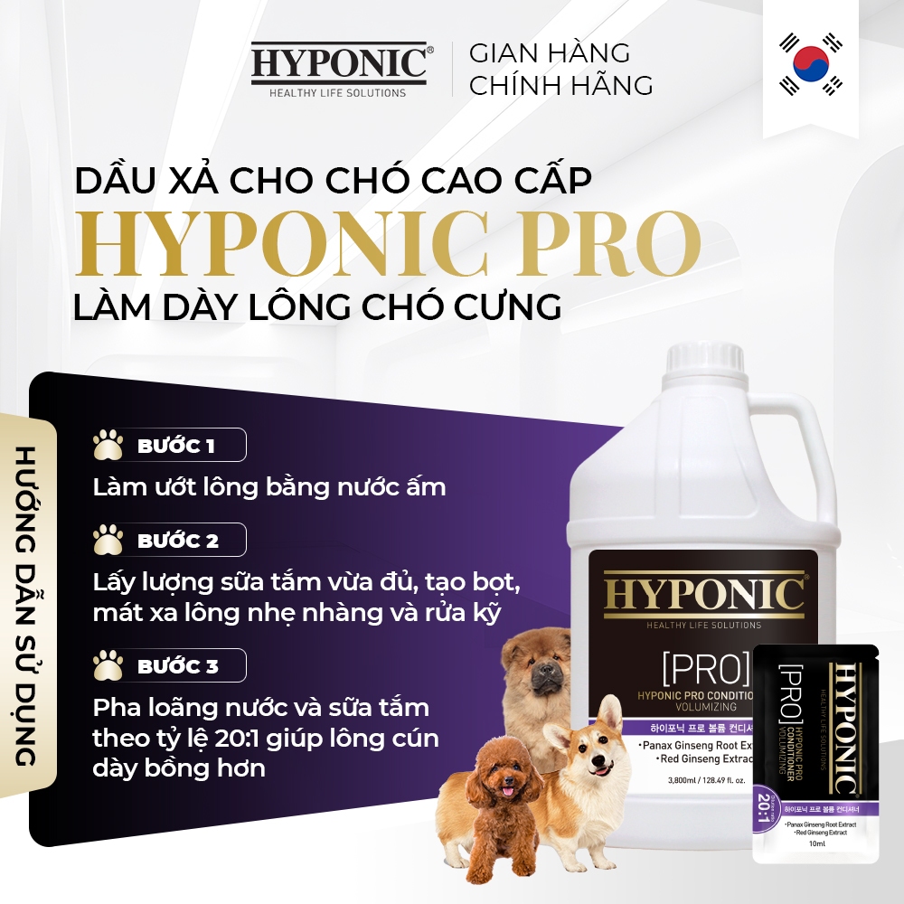 10ml - Dầu xả cho chó cao cấp HYPONIC PRO, làm dày lông chó cưng