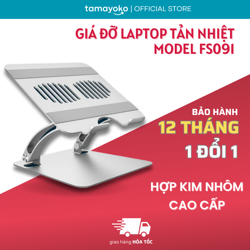 Giá Đỡ Máy Tính, Laptop, iPad, Macbook Tamayoko FS091 Hợp Kim Nhôm Cao Cấp. Hỗ Trợ Tản Nhiệt Chống Mỏi Cổ, Vai, Gáy