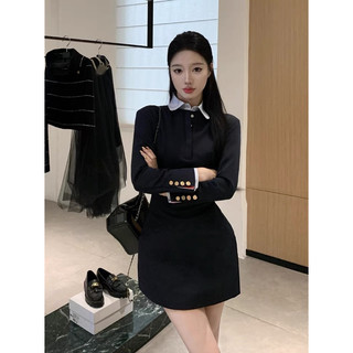 Váy body phối cổ sơ mi basic