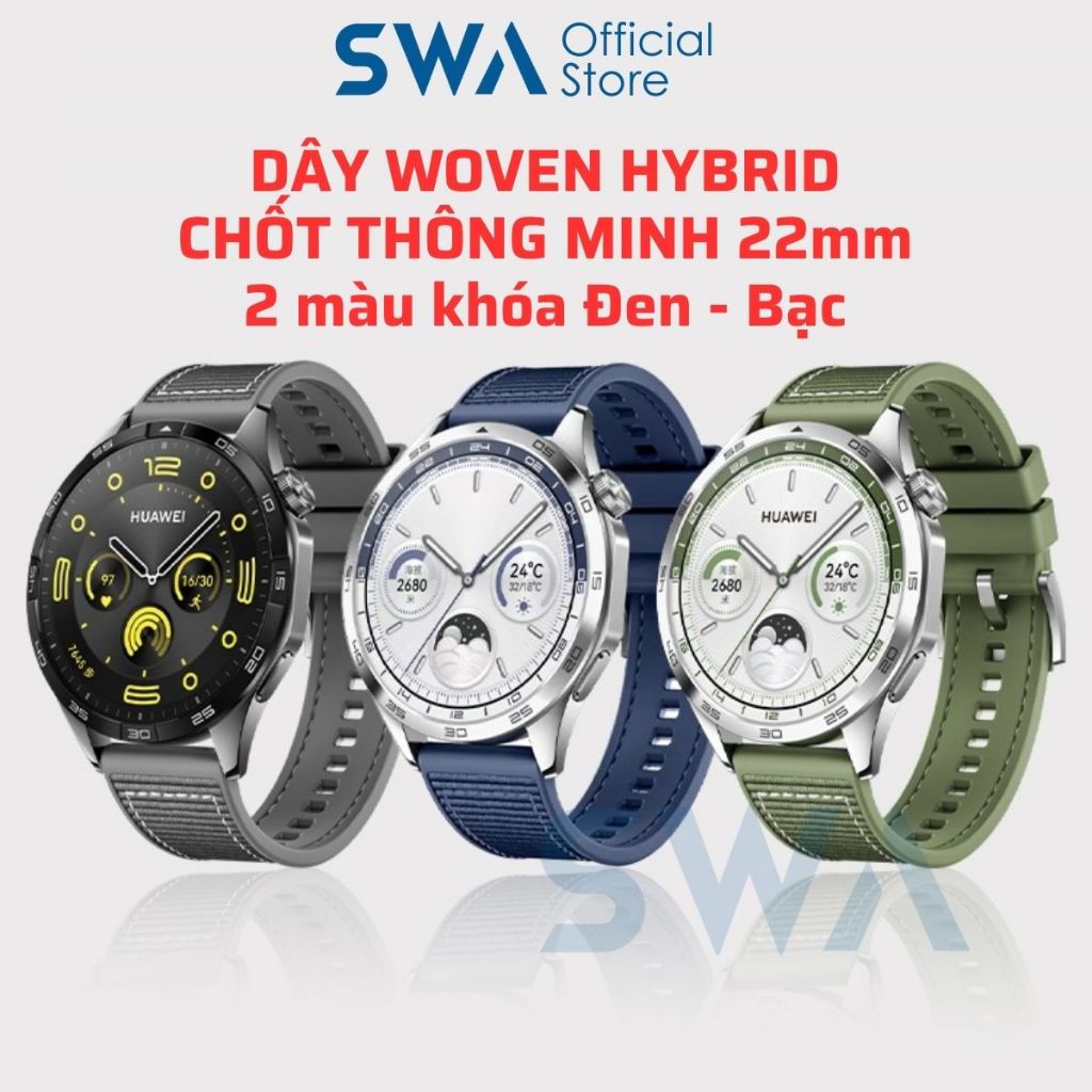 Dây Đồng Hồ Hybrid Nylon Woven Cho Huawei Watch GT4 GT3 GT2 GT 46mm GT2 Pro GT3Pro Watch 3 4 4Pro SWA - DD03