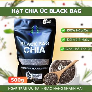 [LOẠI 1, TÚI CHIA ĐỦ KÝ 500G] Hạt Chia Úc BLACK BAG CHIA Túi Đen 500gr (Hàng Chuẩn) Chất Lượng Sạch Đều Đẹp hạt lép ít