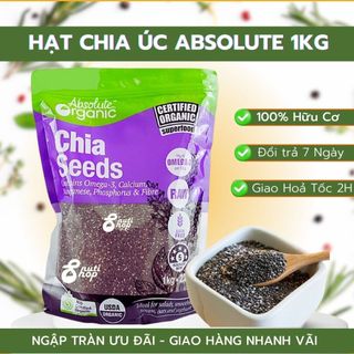 [HÀNG NỘI ĐỊA] Hạt Chia Úc 1KG Absolute Chuẩn Organic Chất Lượng Sạch Đều Đẹp Ăn Kiêng + Tặng Bút Soi