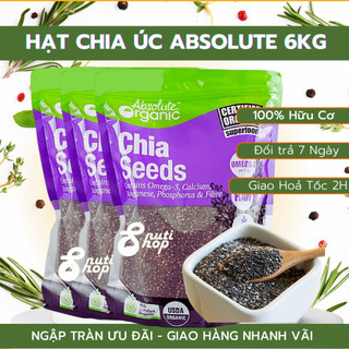 Hạt chia úc 1kg absolute chuẩn organic chất lượng sạch đều đẹp ăn kiêng giảm cân - 6 gói