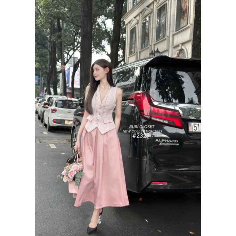 Sét áo dạ sát nách và chân váy dài