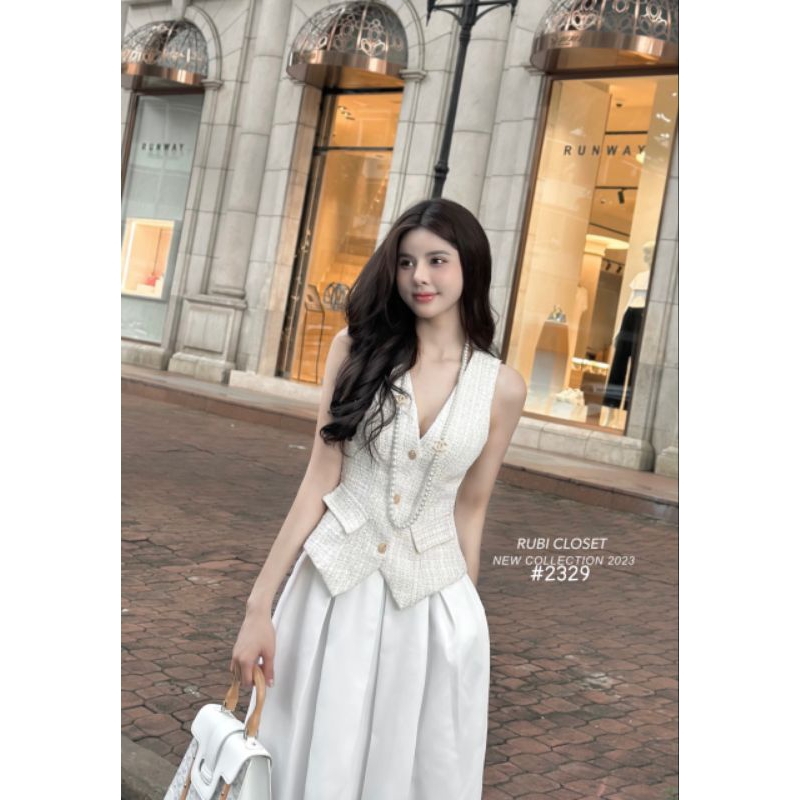 Sét áo dạ sát nách và chân váy dài