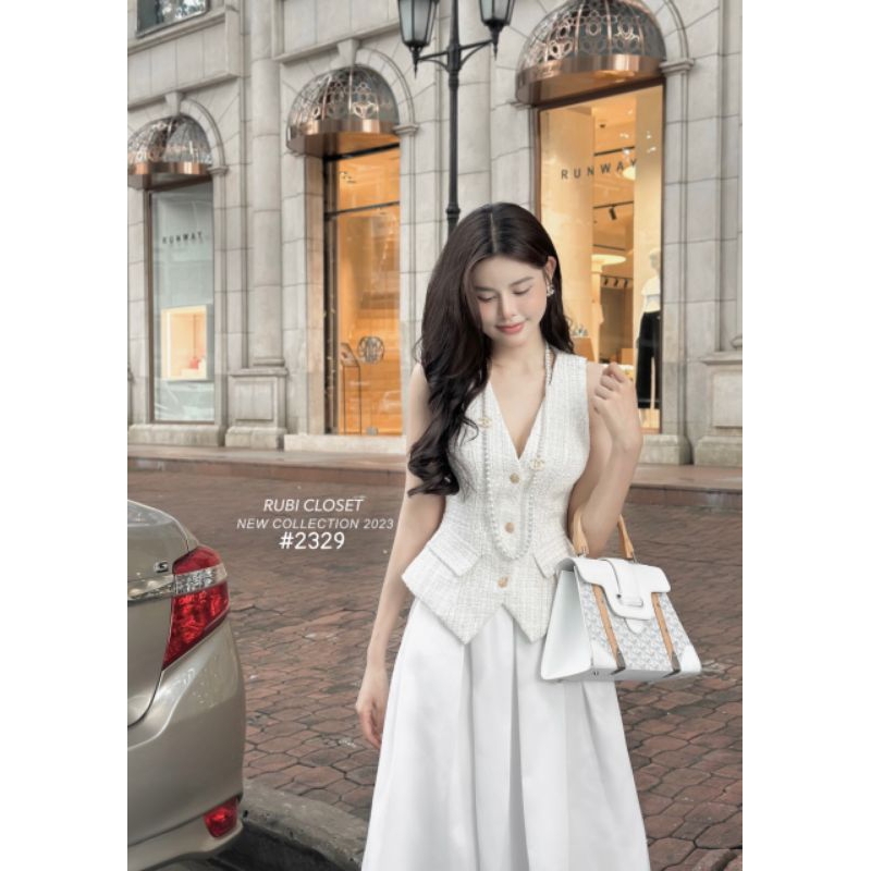 Sét áo dạ sát nách và chân váy dài