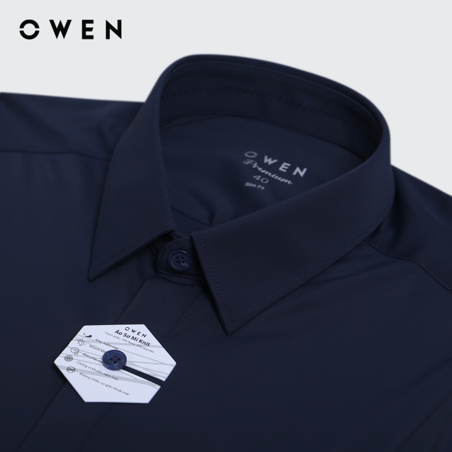 OWEN - Áo sơ mi dài tay Slim Fit  màu Navy chất liệu Nylon-Spandex - AS230104D