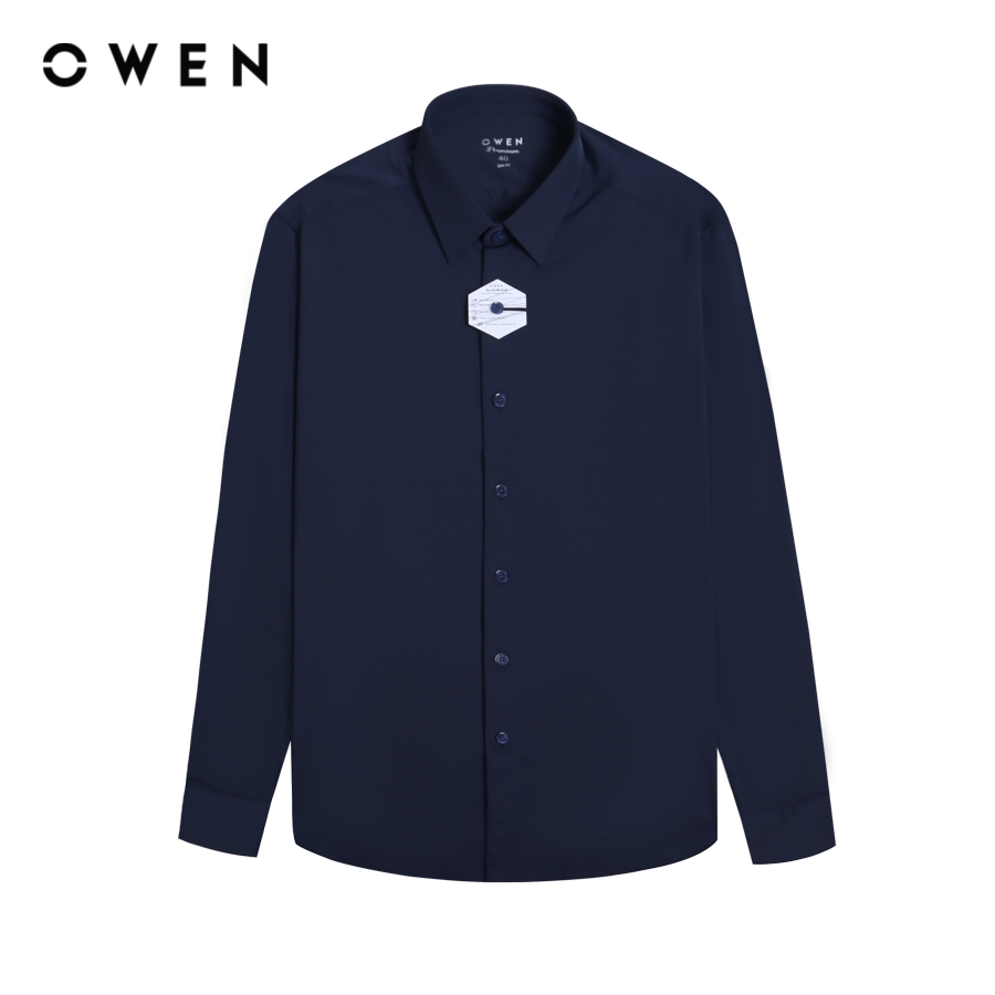 OWEN - Áo sơ mi dài tay Slim Fit  màu Navy chất liệu Nylon-Spandex - AS230104D