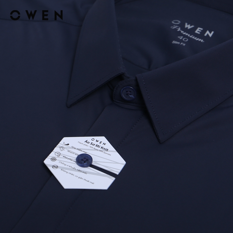 OWEN - Áo sơ mi dài tay Slim Fit  màu Navy chất liệu Nylon-Spandex - AS230104D