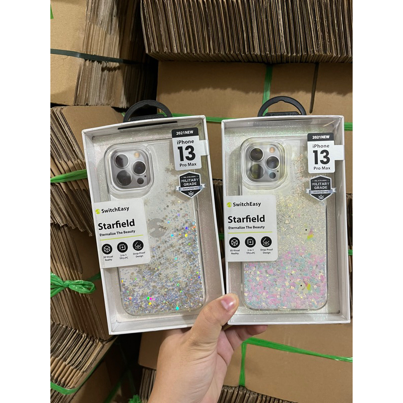 Ốp lưng Switcheasy chính hãng kim tuyến nước chảy cho iPhone 13 Pro Max cực kỳ đẹp sang trọng