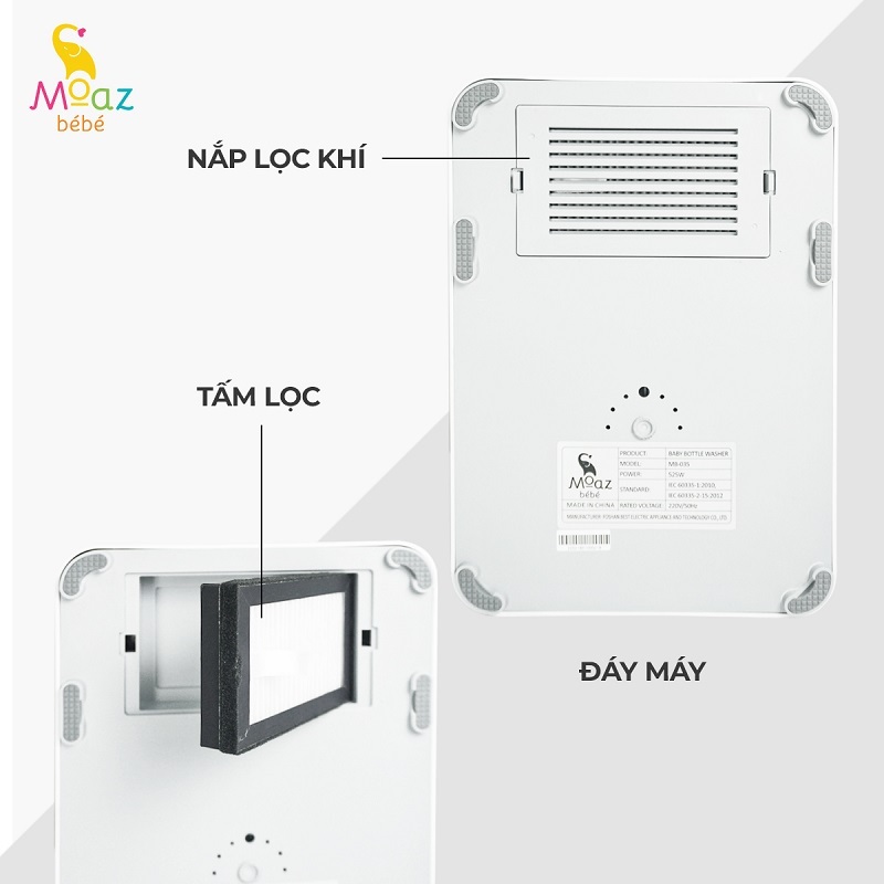 Máy Rửa Bình Sữa, Tiệt Trùng Và Sấy Khô Moaz BéBé MB – 035 - Bảo Hàng Chính Hãng 12 Tháng