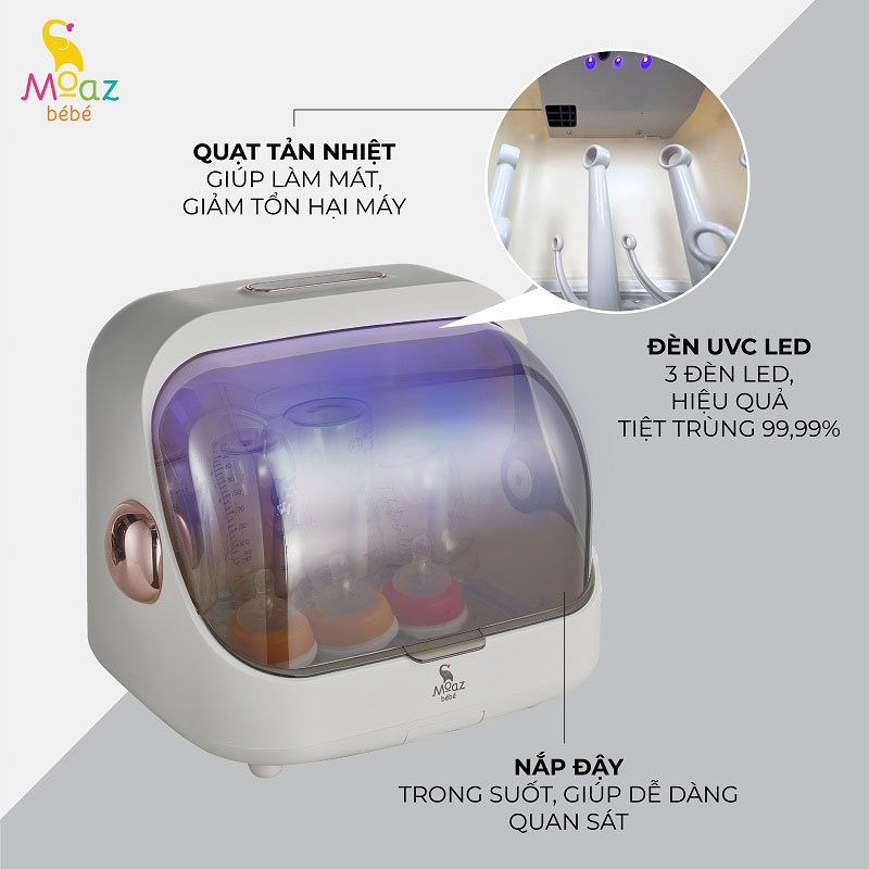 Máy Úp Bình Sữa, Tiệt Trùng Sấy Khô Tia UVC Moaz BéBé MB – 044 - Bảo Hành Chính Hãng 12 Tháng
