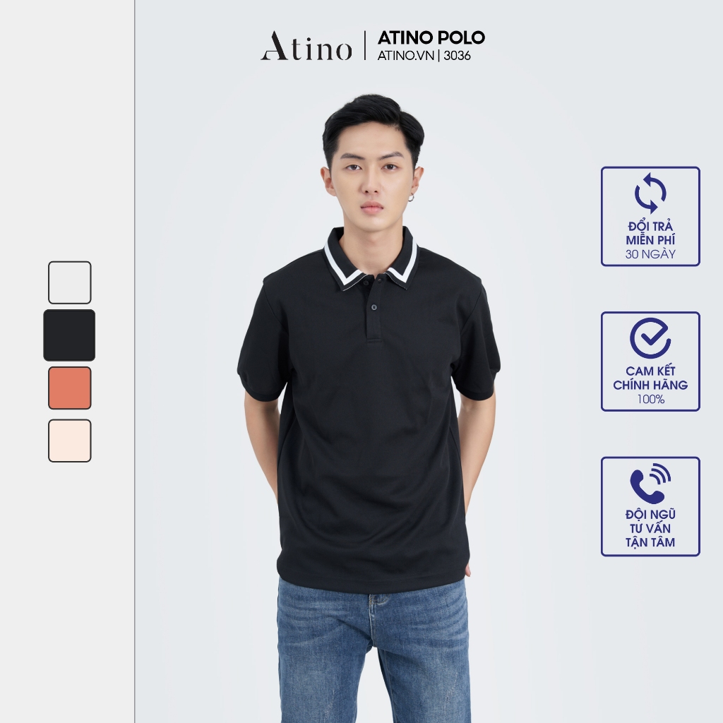 Áo Polo Nam NELI ATINO viền cổ thanh lịch vải cá sấu Cotton cao cấp thoáng mát chuẩn form PL4.3036