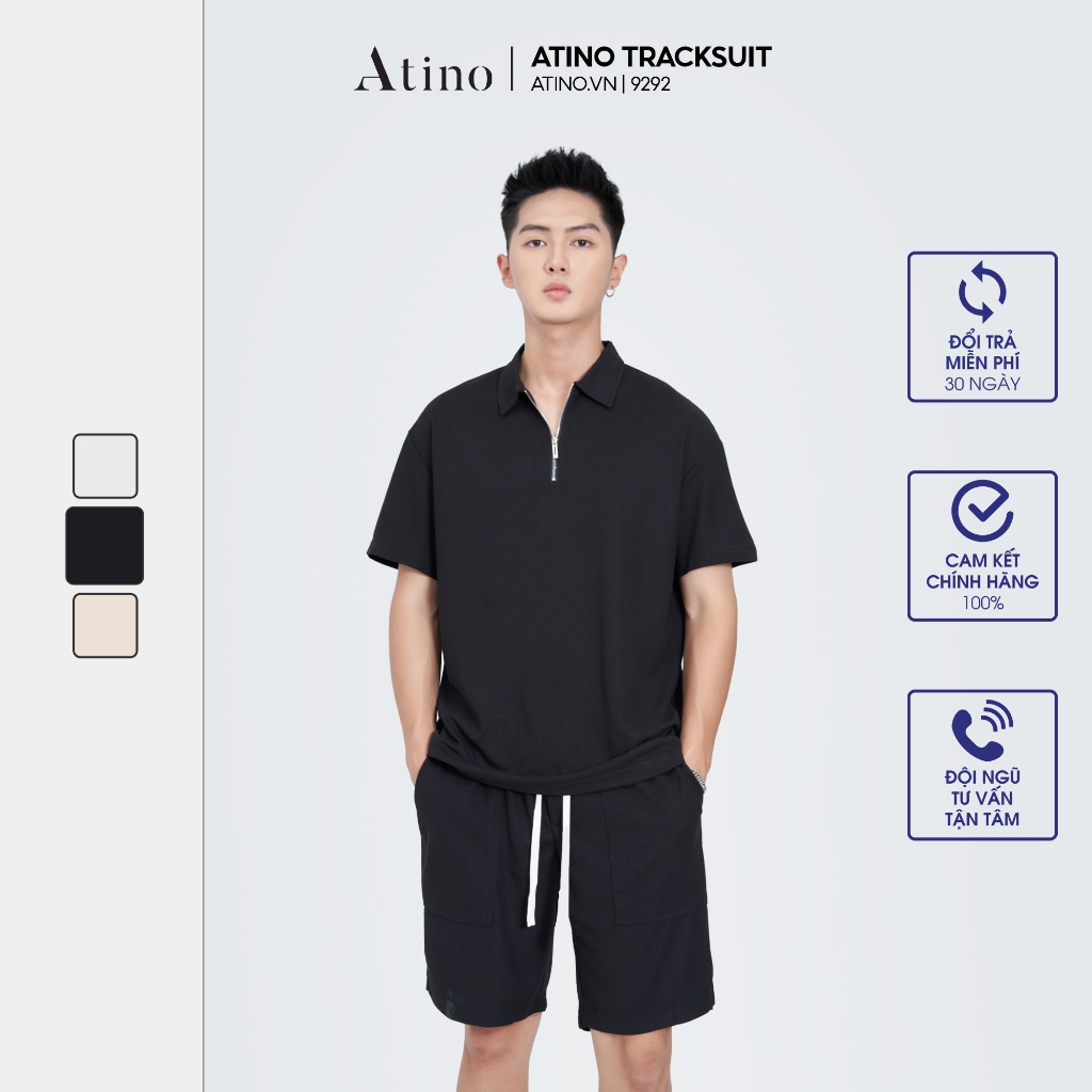 Bộ Set Đồ Thể Thao Nam ATINO Chất Liệu 100% Cotton Thoáng Mát Trẻ Trung Form Regular BTT3.9292