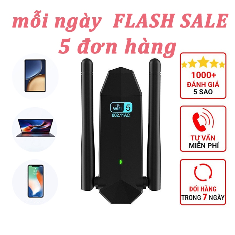 USB Wifi Thu Phát Sóng Wifi Tốc Độ Cao 1300mbps cho máy tính, laptop，Băng Tần Kép 5Ghz 2.4Ghz Bộ Chuyển Đổi USB 3.0 Card