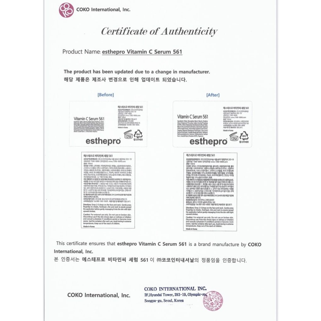 Tinh Chất Esthepro Vitamin C Serum 561 - 100ml - Mẫu Mới 2023