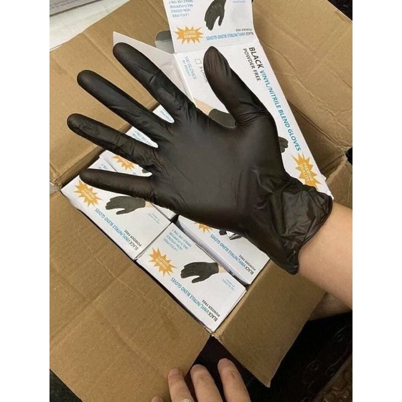 Găng tay y tế đen thùng 10 hộp, bao tay y tế hàng chính hãng