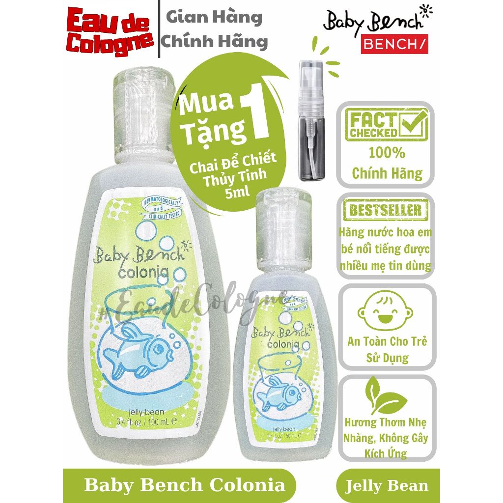 Nước hoa em bé BABY BENCH COLONIA Chính Hãng - Jelly Bean