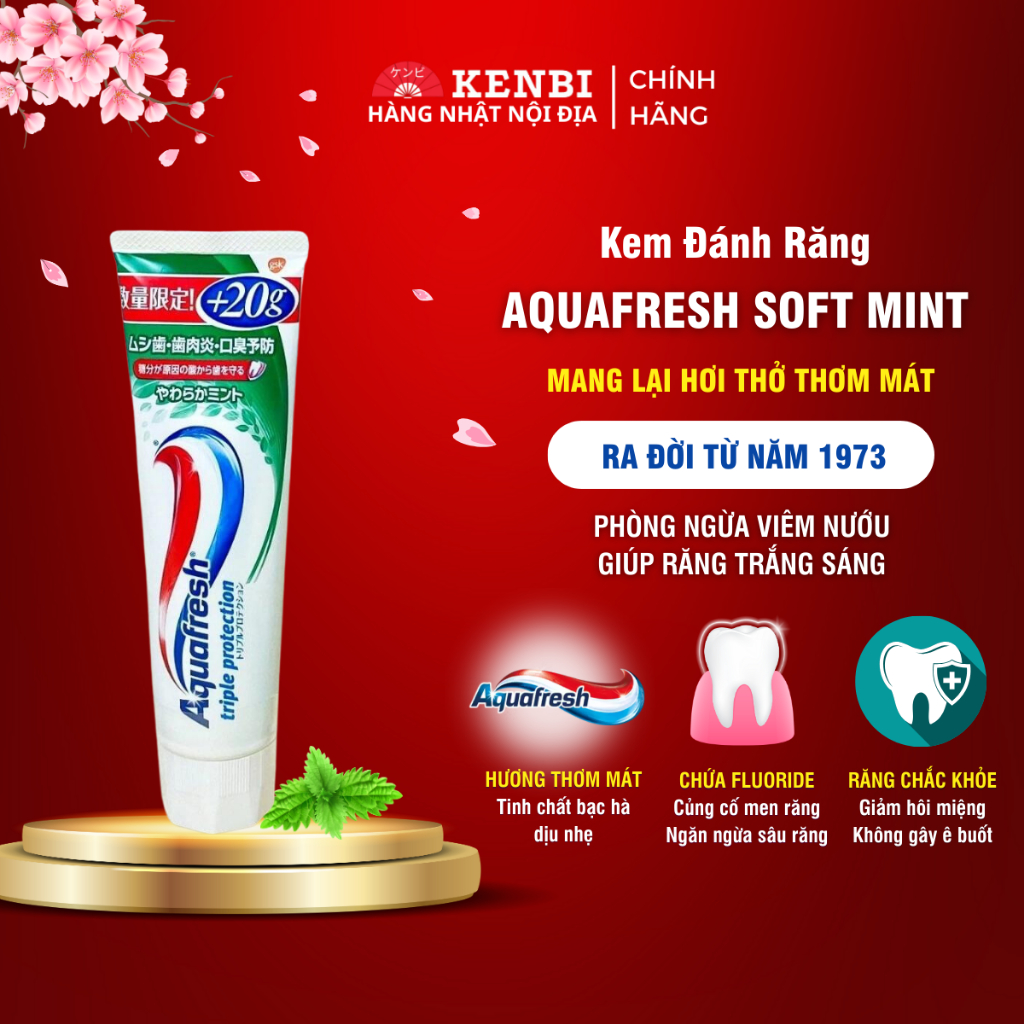 Kem Đánh Răng Aquafresh Nhật Bản màu xanh lá 160g