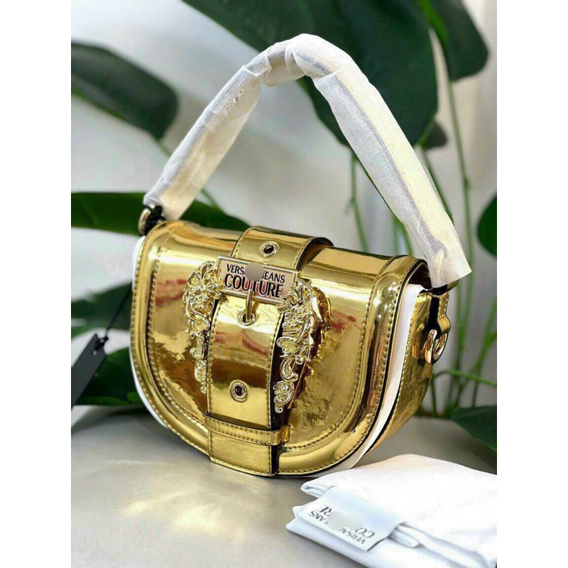 Túi đeo chéo V€RSACE Bán nguyệt màu gold bóng
