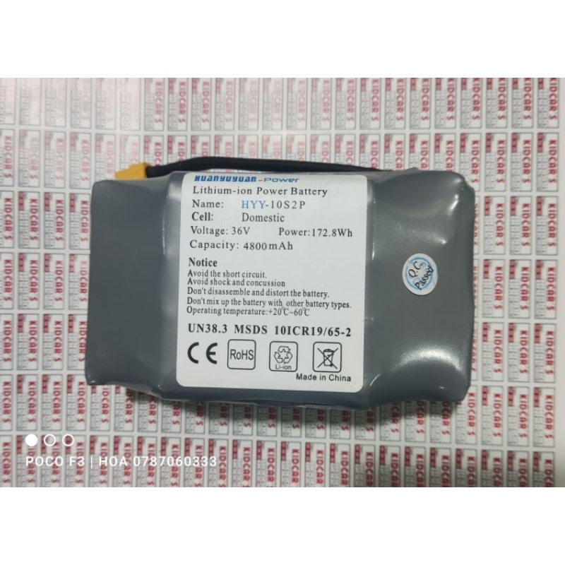 Pin 36v4400mah, pin HUANYUYUAN chính hãng, pin drift, pin cân bằng, pin lithium 36v