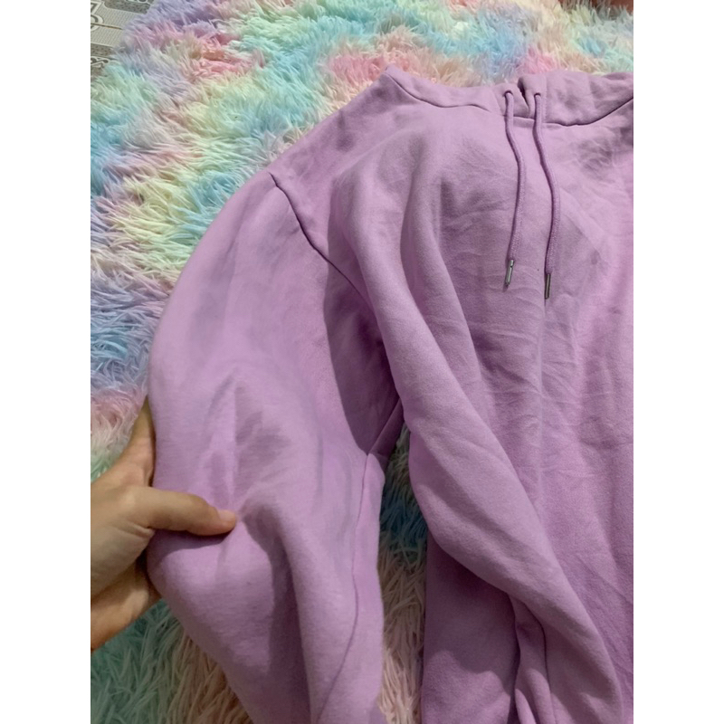 Áo hoddie dáng rộng lót nỉ mũ nơ xinh