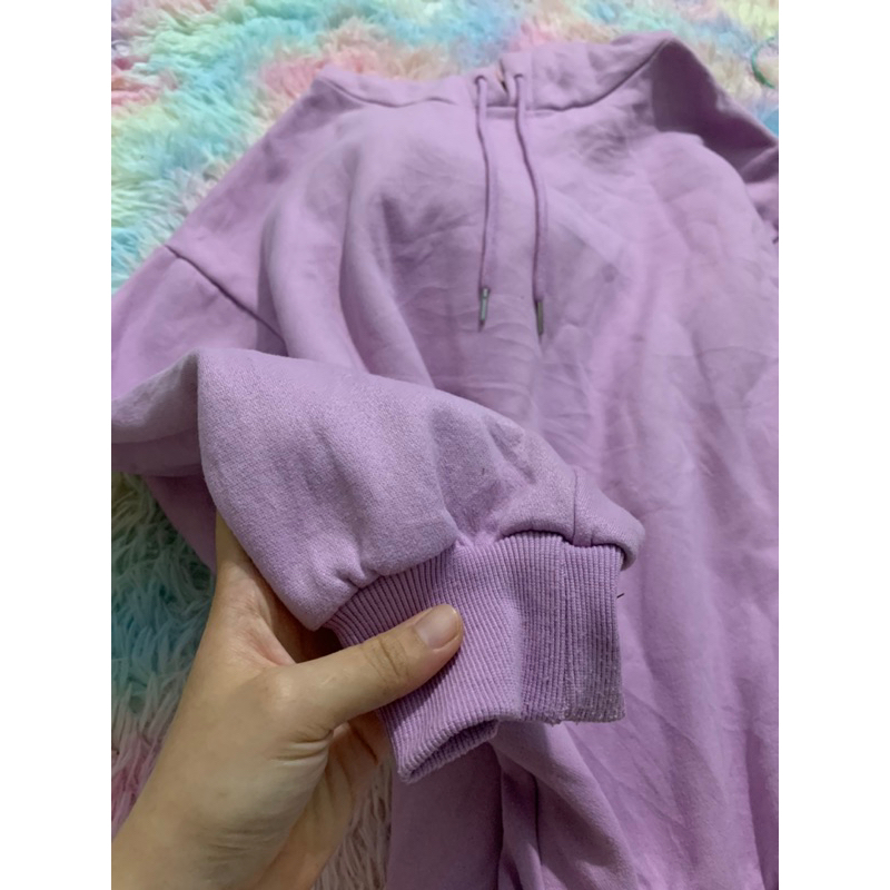 Áo hoddie dáng rộng lót nỉ mũ nơ xinh