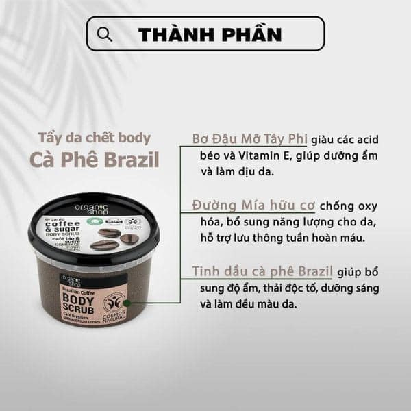 Tẩy Da Chết Toàn Thân Organic Shop Body Scrub - Tẩy Da Chết Cà Phê 250ml