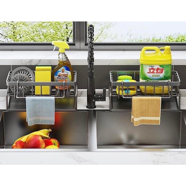 GIÁ ĐỂ ĐỒ BỒN RỬA TÍCH HỢP THANH TREO KHĂN TIỆN LỢI - size to 23 cm Nhà Sạch 365