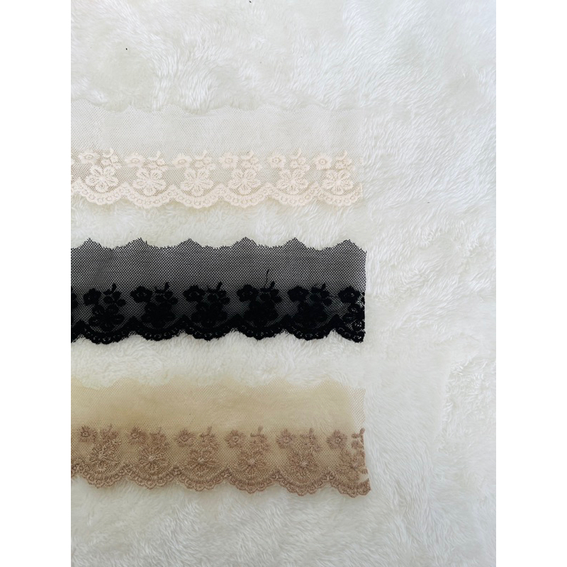 13,5m ren lưới thêu hoa bản 5cm màu vintage