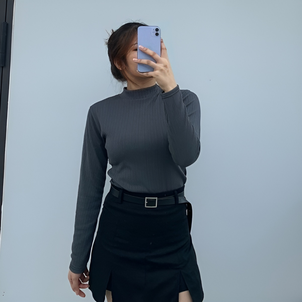 Áo thun tay dài nữ cổ tròn dáng ôm vừa màu trơn - Áo thun giữ nhiệt dài tay 05