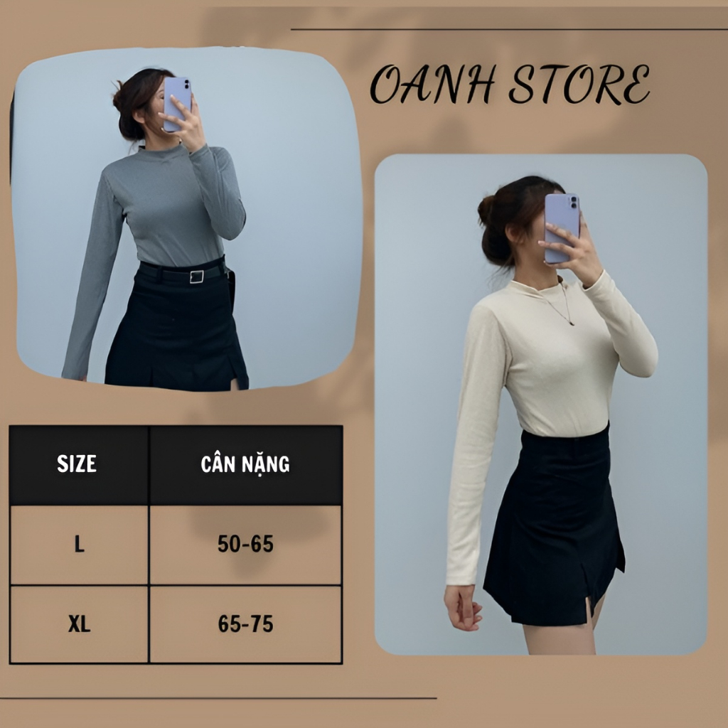 Áo thun tay dài nữ cổ tròn dáng ôm vừa màu trơn - Áo thun giữ nhiệt dài tay 05