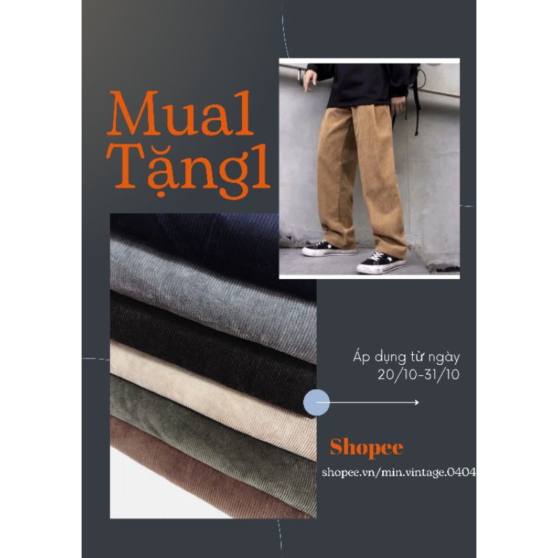 Quần ống rộng Nhung tăm bigsize 2hand, Quần ống suông bigsize giá rẻ, Quần nhung tăm độ mới cao chất dày dặn