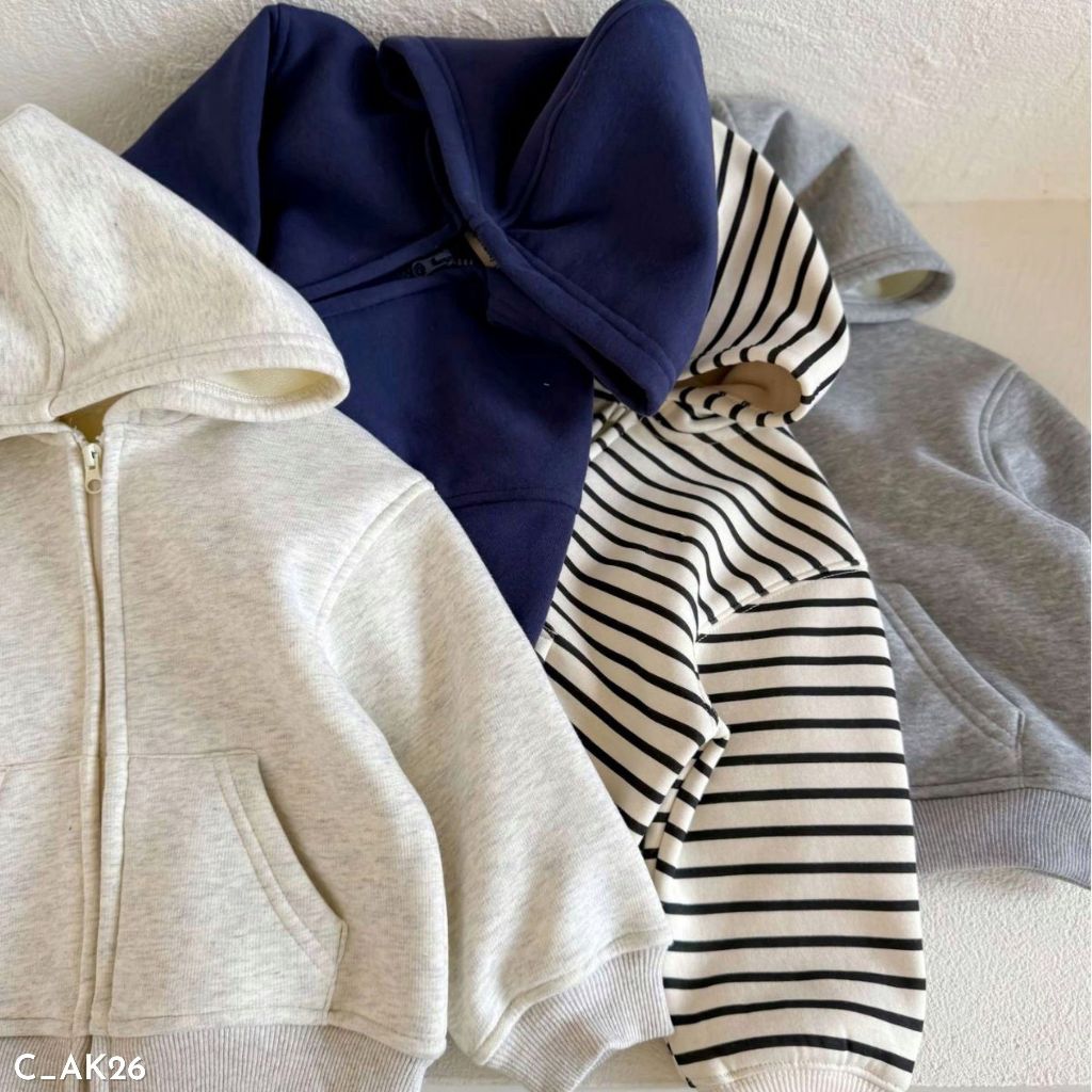 Áo khoác cho bé trai, áo khoác lót lông cho trẻ em EMBES KIDS 11kg - 31kg